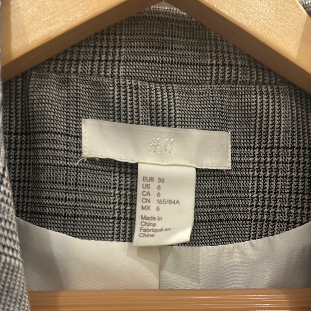 Gray Plaid Double-Breasted Blazer - image 2